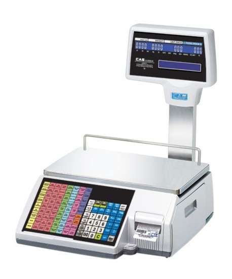 CAS CL-5500 Series CL5500R-30W Label Printing Scale with Pole Display and Wireless card, 15/30 lb x 0.005/0.01 lb, NTEP approved