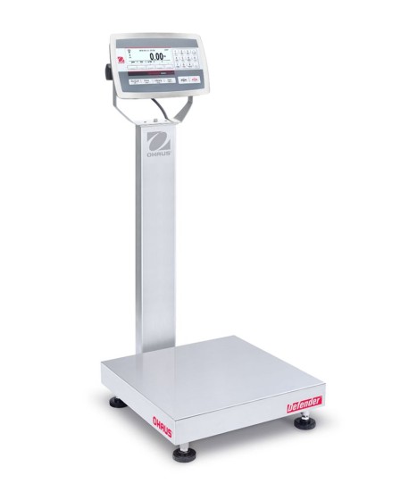 Ohaus D52XW125RQL2 Defender 5000 Column Mount Bench Scale with Stainless Steel Indicator, 250 lb x 0.05 lb, NTEP Certified