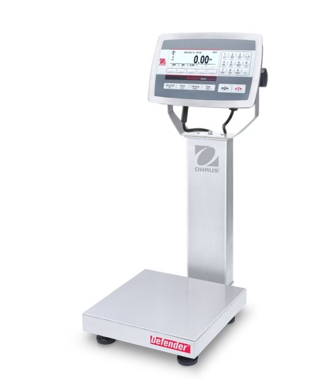 Ohaus D52XW5WQS6 Defender 5000 Column Mount Washdown Bench Scale, 10 lb x 0.002 lb, NTEP Certified