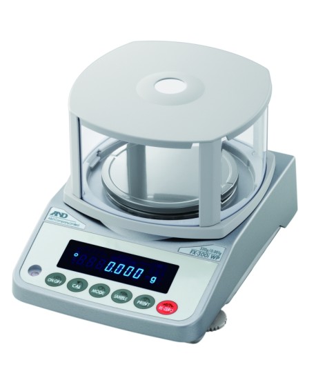 A&D FX-120iWPN IP65 Waterproof Precision Balance, 122 g x 0.01 g, NTEP approved, with breeze break (3.4" high)
