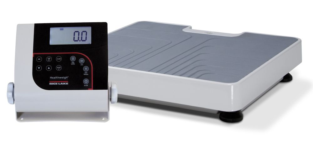 Rice Lake Weighing 150-10-7 Floor Level Digital Physician Scale, 550 lb x 0.2 lb / 250 kg x 0.1 kg, with USB