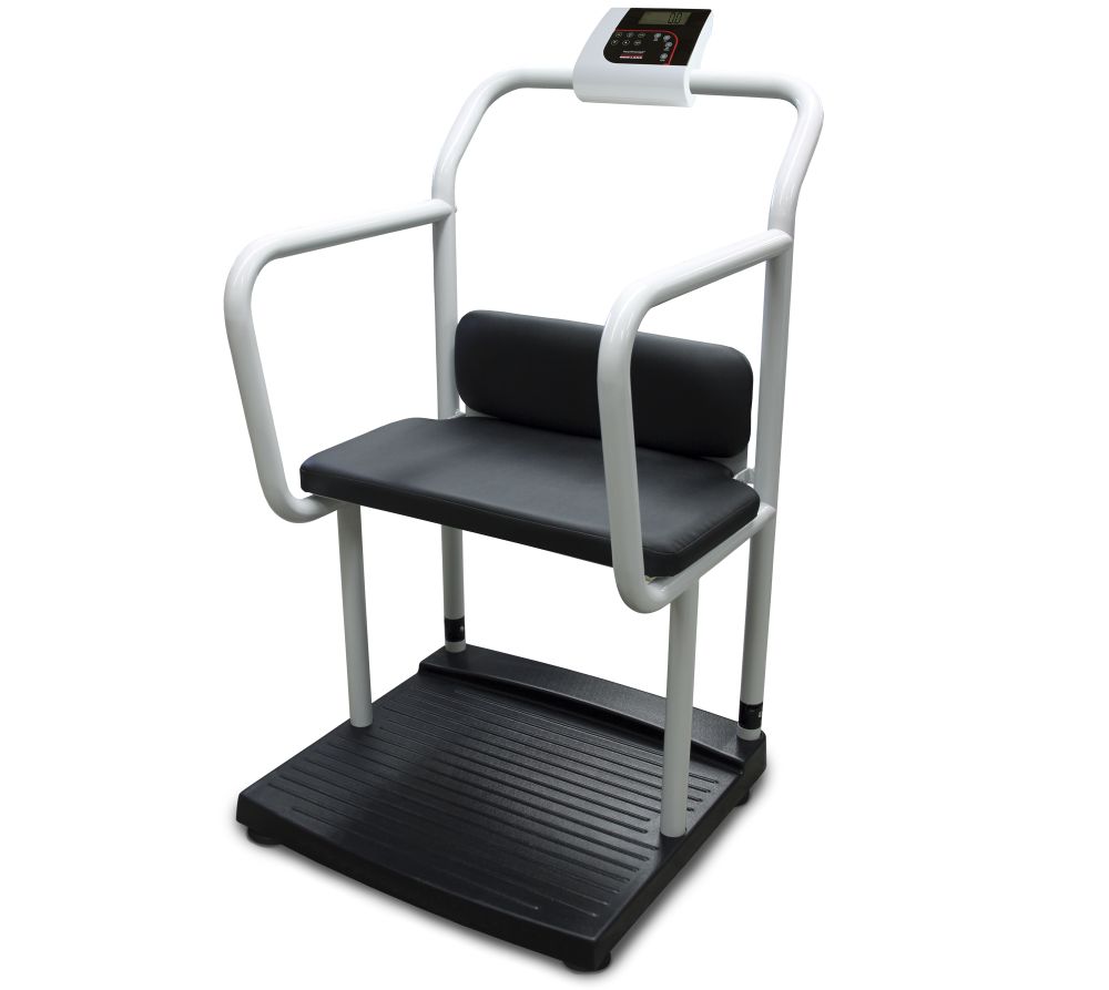 Rice Lake Weighing 250-10-4 Bariatric Handrail Scale with Chair Seat, 1000 lb x 0.2 lb, with USB