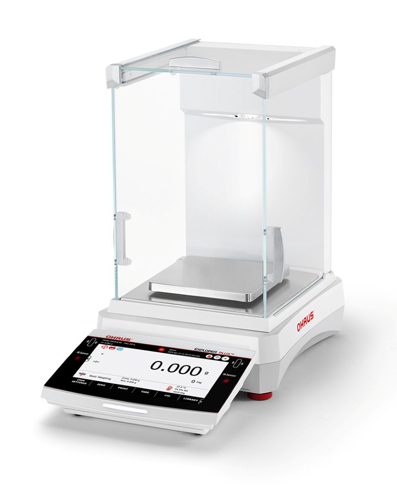 Ohaus EXP1203/AD Explorer Plus Precision Balance, 1200 g x 1 mg, Auto Door and Ionizer