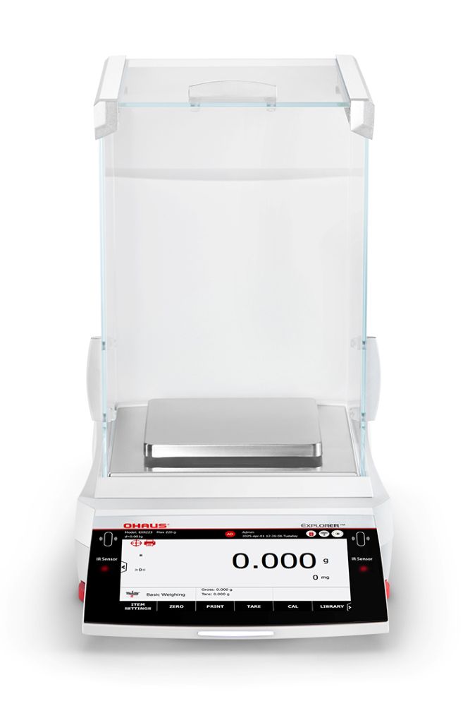 Ohaus EXR1203N Explorer Precision Balance, 1200 g x 10 mg, with Draftshield, NTEP