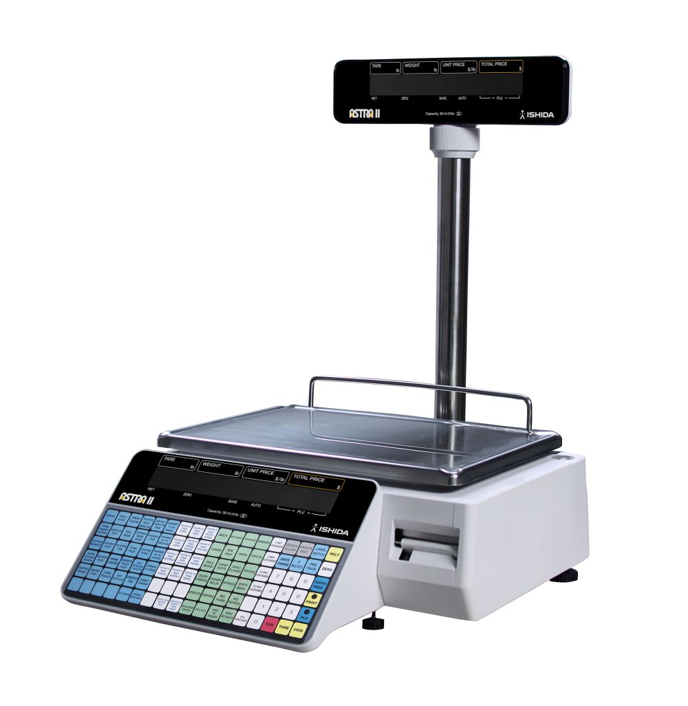 Ishida Astra II Price Computing Pole Scale with printer, 30 lb x 0.01 lb, NTEP approved