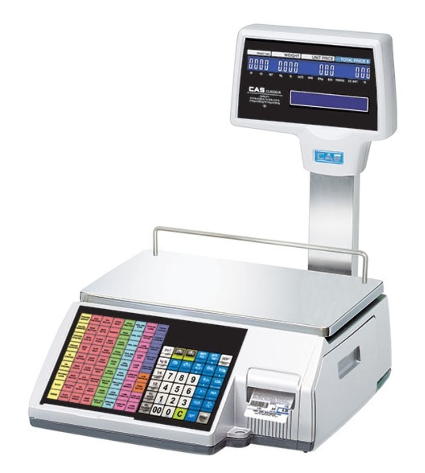 CAS CL-5500 Series CL5500R-60W Label Printing Scale with Pole Display and Wireless card, 30/60 lb x 0.01/0.02 lb, NTEP approved