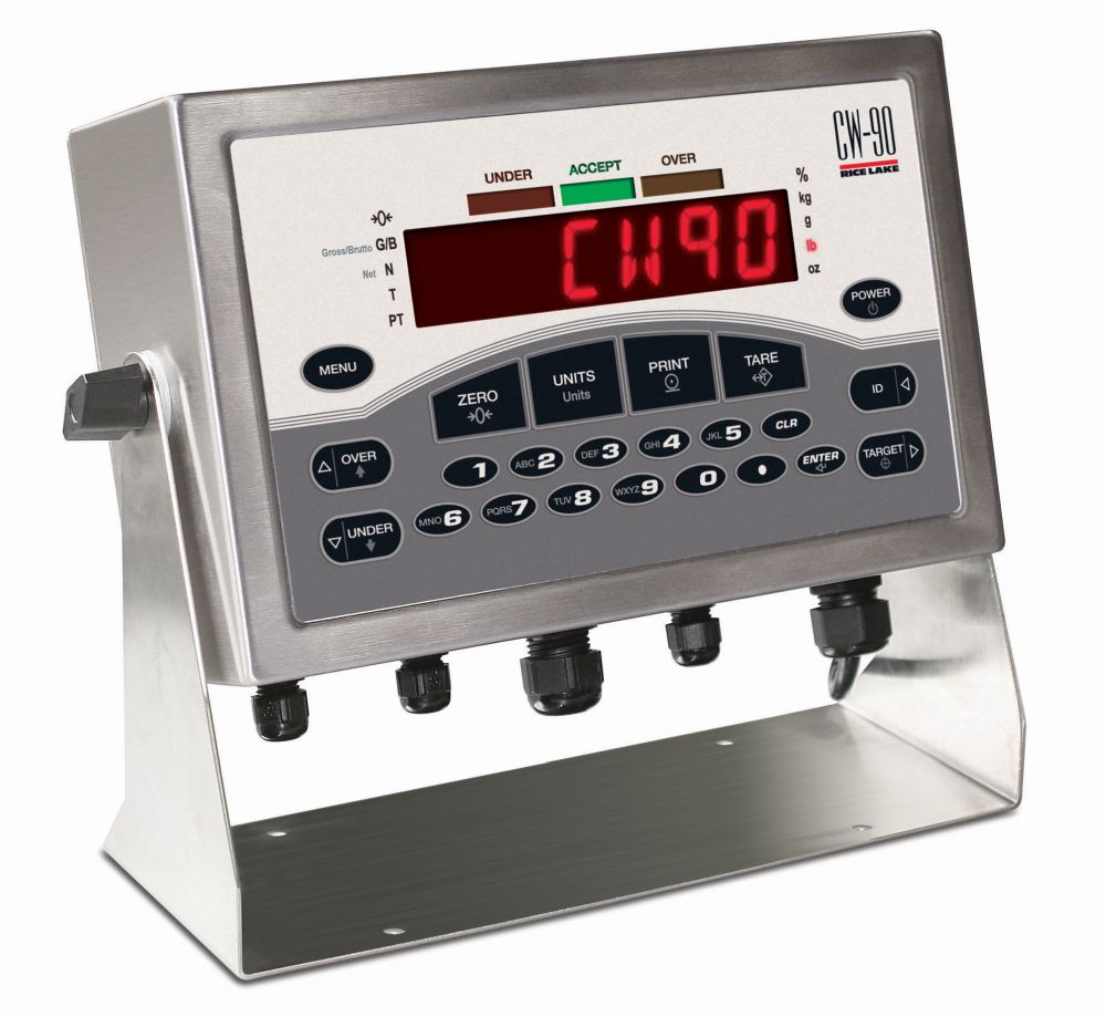 Rice Lake Weighing CW-90 Series Over/Under Checkweigher, 2.5 kg x 0.0005 kg, 10" x 10" platform, 230VAC, NTEP approved