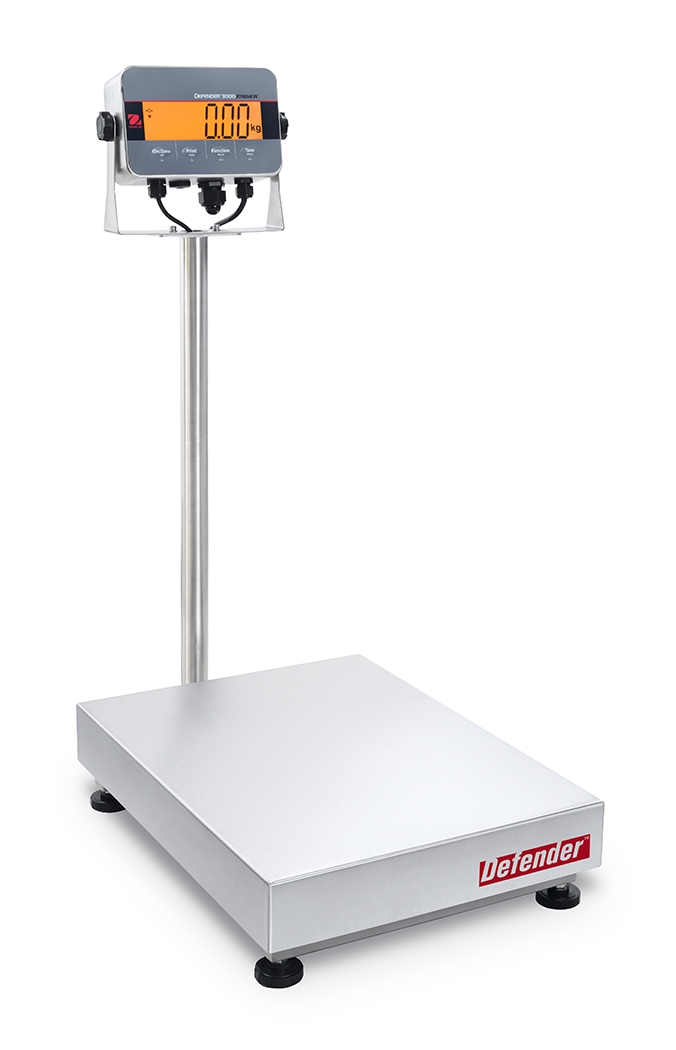 Ohaus D33XW75C1L7 Defender 3000 Column Mount Washdown Bench Scale, 150 lb x 0.05 lb, NTEP Certified