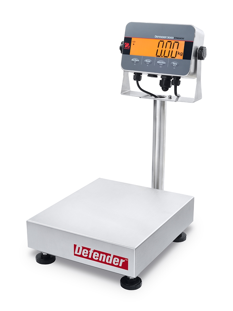 Ohaus D33XW15C1R6 Defender 3000 Column Mount Washdown Bench Scale, 30 lb x 0.01 lb, NTEP Certified