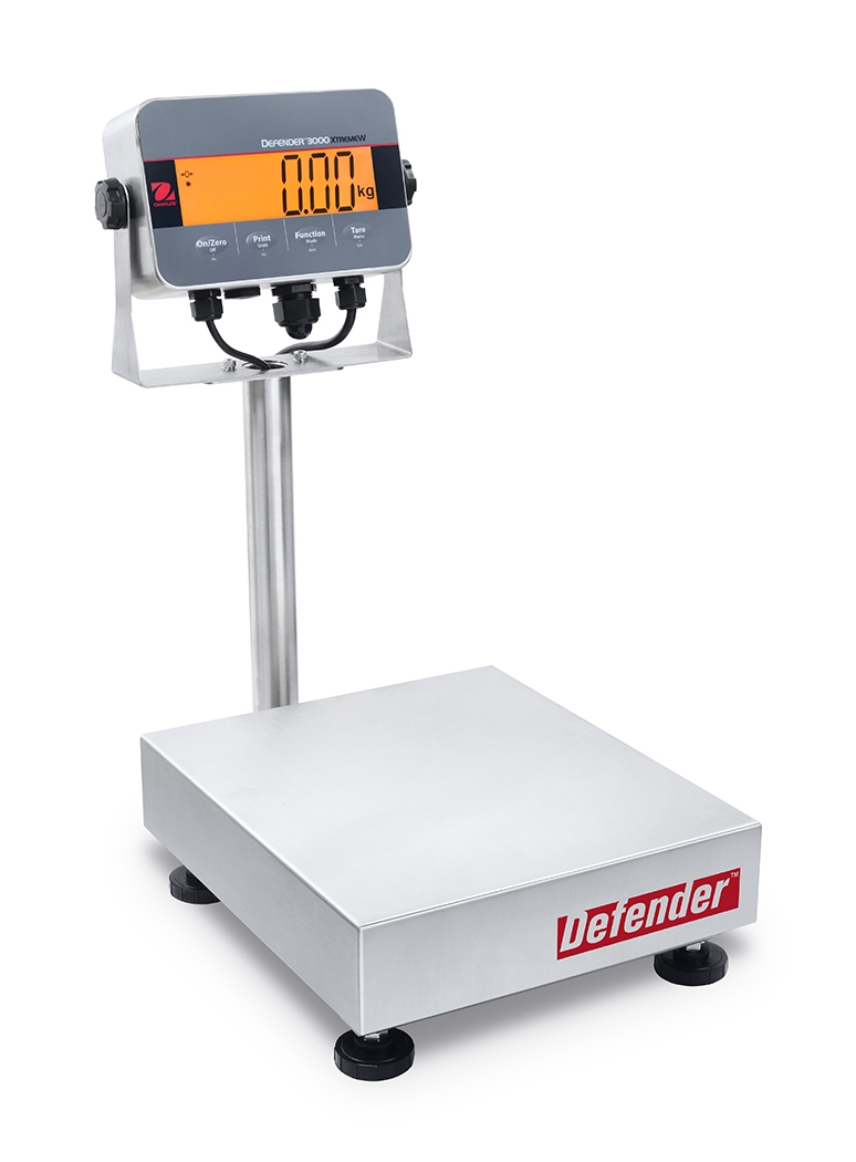 Ohaus D33XW75C1R6 Defender 3000 Column Mount Washdown Bench Scale, 150 lb x 0.05 lb, NTEP Certified