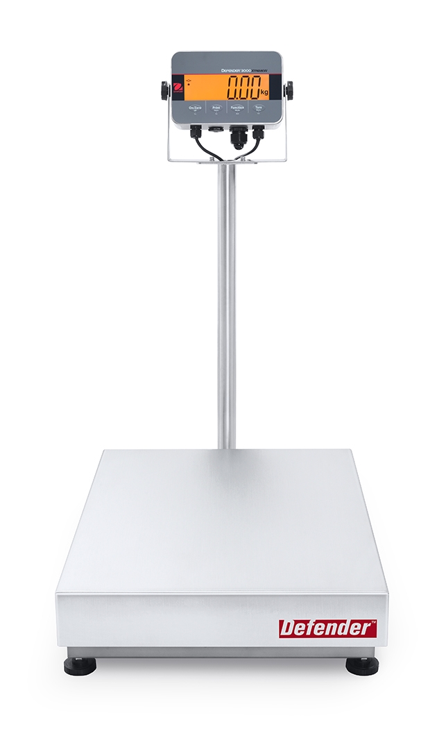 Ohaus D33XW300C1X7 Defender 3000 Column Mount Washdown Bench Scale, 600 lb x 0.2 lb, NTEP Certified