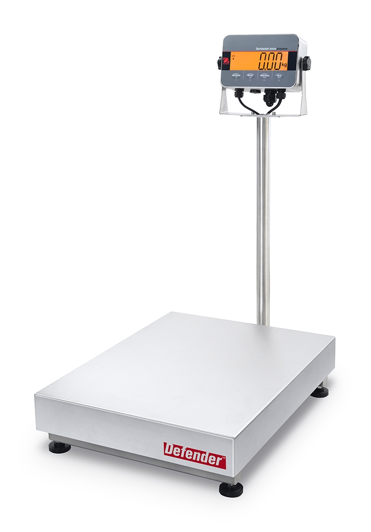 Ohaus D33XW300C1X7 Defender 3000 Column Mount Washdown Bench Scale, 600 lb x 0.2 lb, NTEP Certified