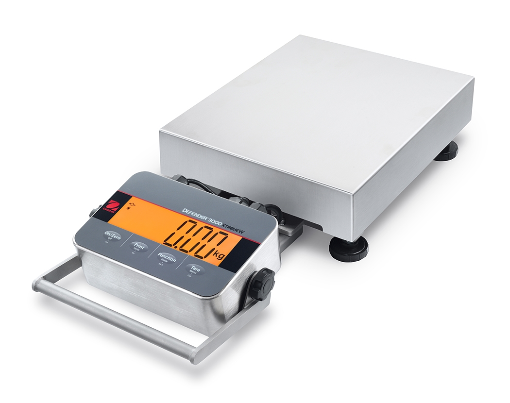 Ohaus D33XW30C1R5 Defender 3000 Front Mount Washdown Bench Scale, 60 lb x 0.02 lb, NTEP Certified
