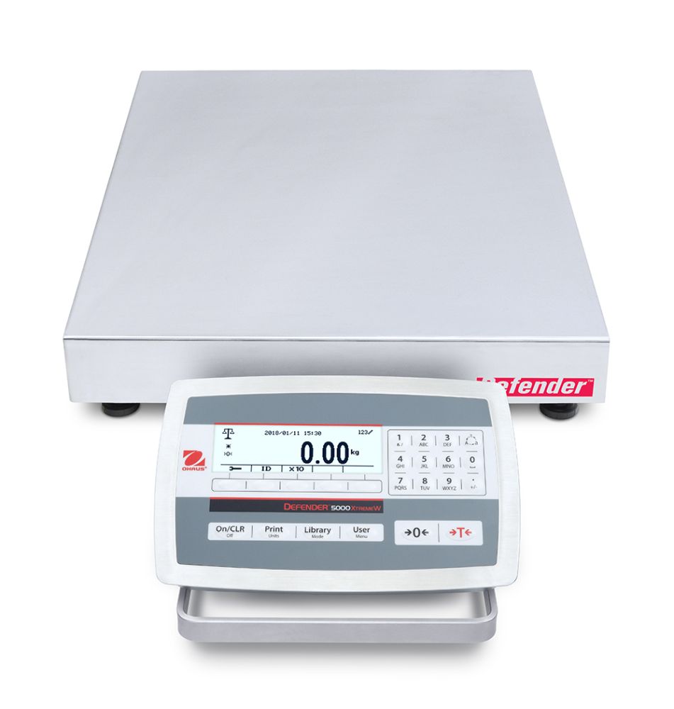 Ohaus D52XW25WQL5 Defender 5000 Low Profile Washdown Bench Scale, 50 lb x 0.01 lb, NTEP Certified