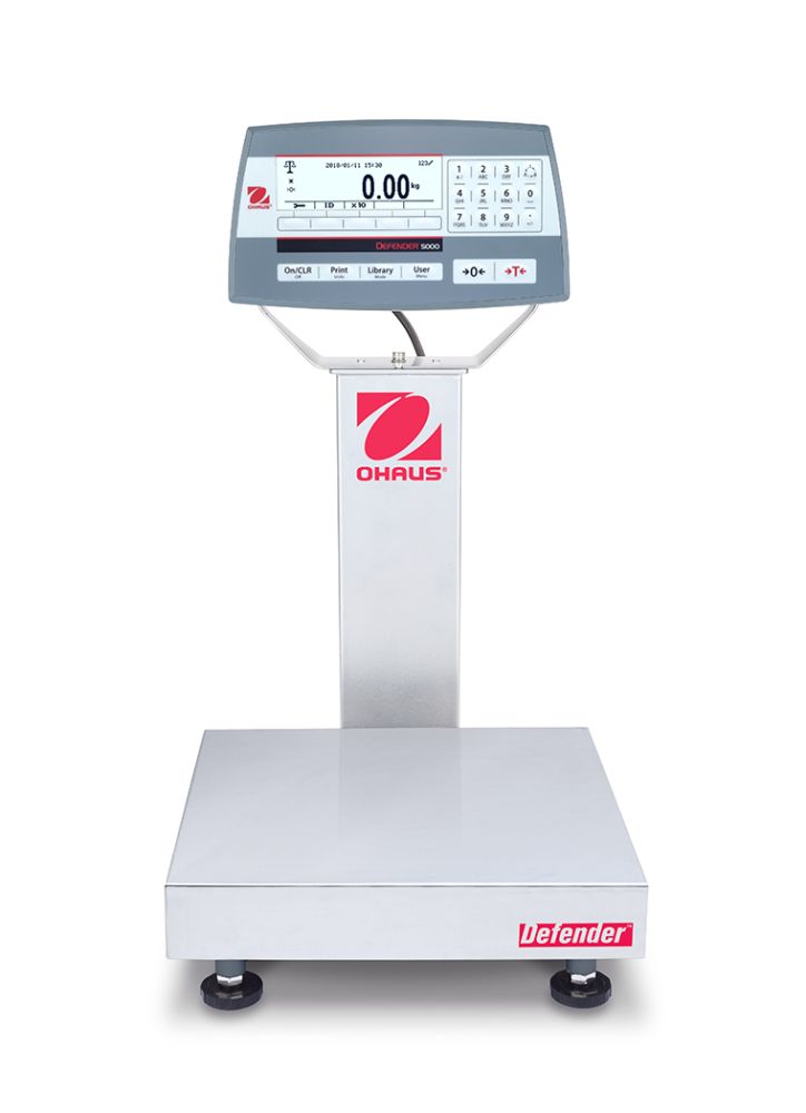 Ohaus D52P12RQR1 Defender 5000 Column Mount Bench Scale with ABS Indicator, 25 lb x 0.005 lb, NTEP Certified