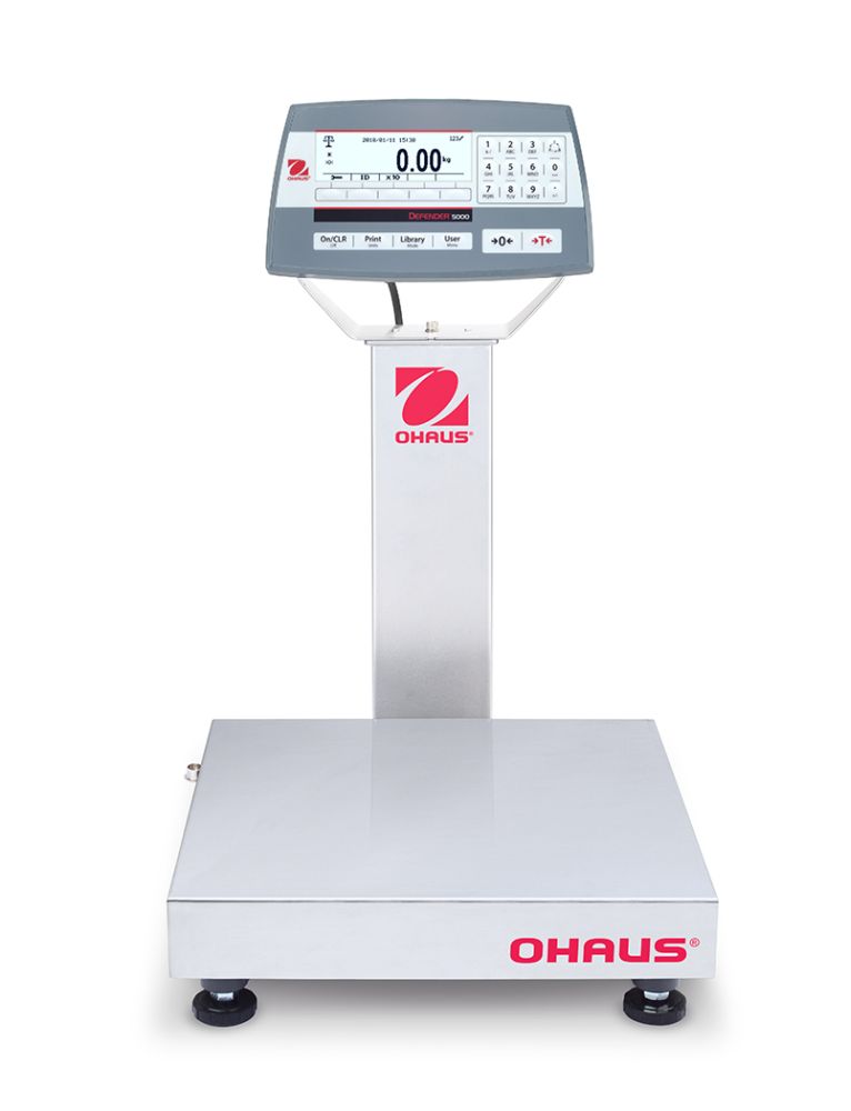 Ohaus D52P50RTR1 Defender 5000 Column Mount Bench Scale with ABS Indicator, 100 lb x 0.02 lb, NTEP Certified