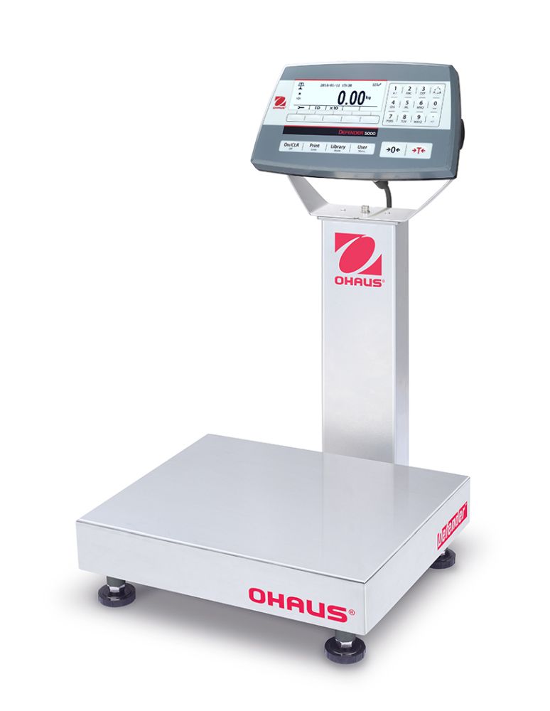 Ohaus D52P50RTR1 Defender 5000 Column Mount Bench Scale with ABS Indicator, 100 lb x 0.02 lb, NTEP Certified