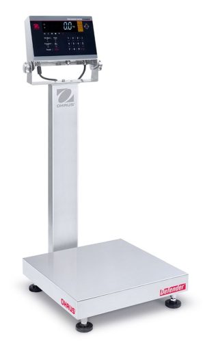 Ohaus D61XWE50WQL7 Defender 6000 Hybrid Column Mount Washdown Bench Scale, 100 lb x 0.02 lb, NTEP Certified