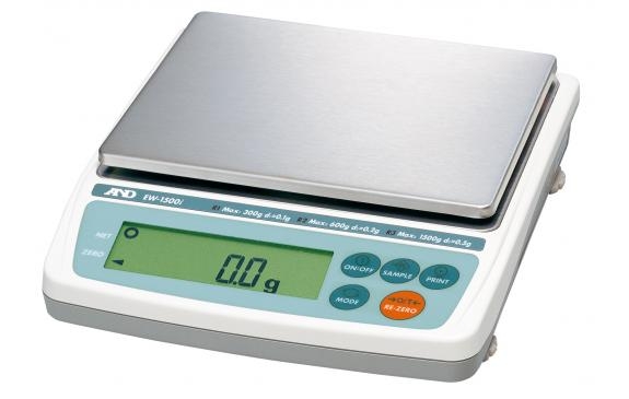 A&D Everest Series EW-1500i Compact Balance, 300/600/1500 g x 0.1/0.2/0.5 g, NTEP approved