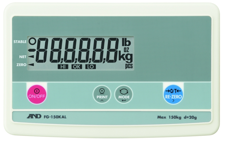 A&D FG-K Series FG-150KBM High Resolution Bench Scale, 300 lb x 0.02 lb