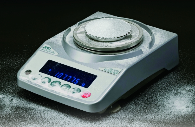 A&D FX-300iWP IP65 Waterproof Precision Balance, 320 g x 0.001 g, with breeze break (3.4" high)