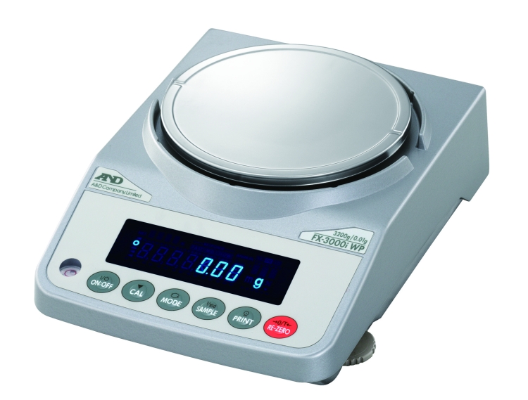 A&D FX-3000iWP IP65 Waterproof Precision Balance, 3200 g x 0.01 g