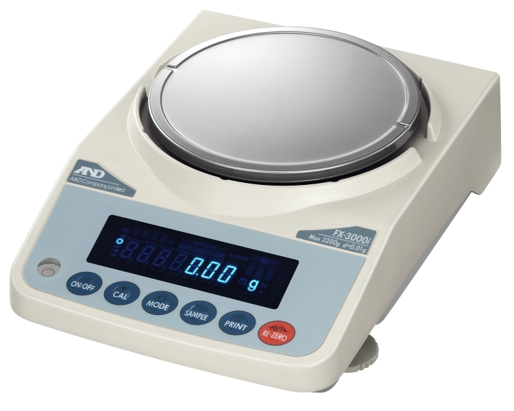 A&D FX-2000iWPN IP65 Waterproof Precision Balance, 2200 g x 0.1 g, NTEP approved