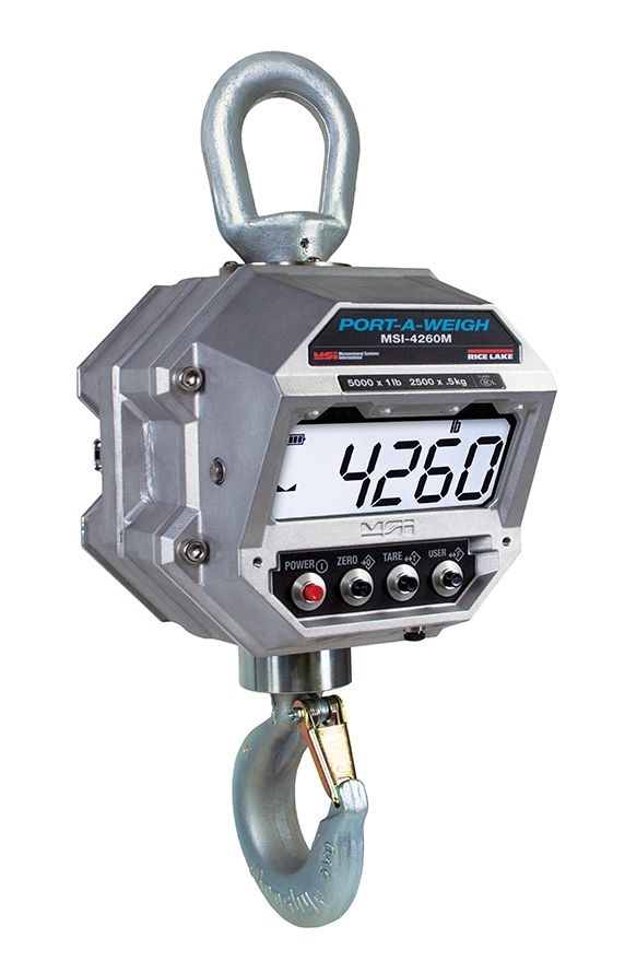 MSI-4260M Port-A-Weigh Industrial Digital Crane Scale with 12V SLA battery, 500 lb x 0.2 lb, NTEP approved