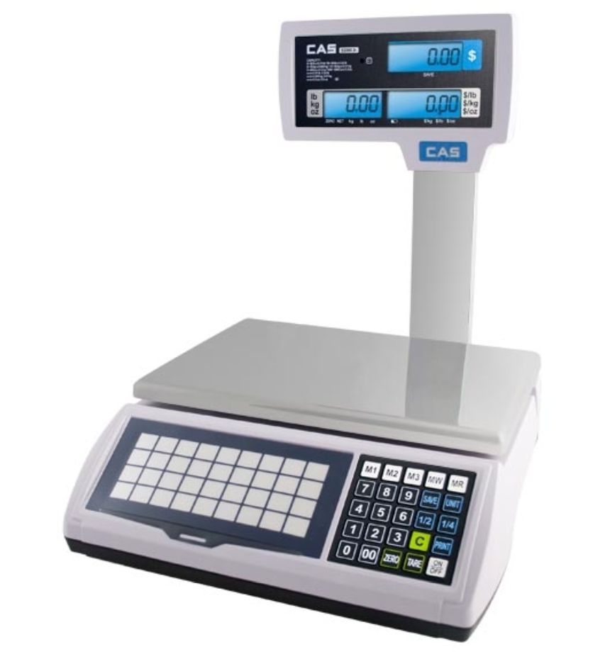 CAS S-2000 Jr. S2000JR-30LP Price Computing Scale, 15/30 lb x 0.005/0.01 lb, LCD with pole display, NTEP approved - SPECIAL OFFER - Limited stock available