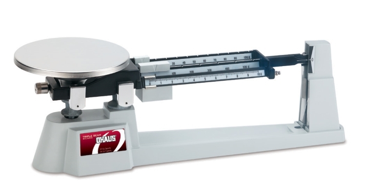 Ohaus 760-00 Triple Beam 700 Mechanical Balance, 610 g x 0.1 g, fixed pan, tare