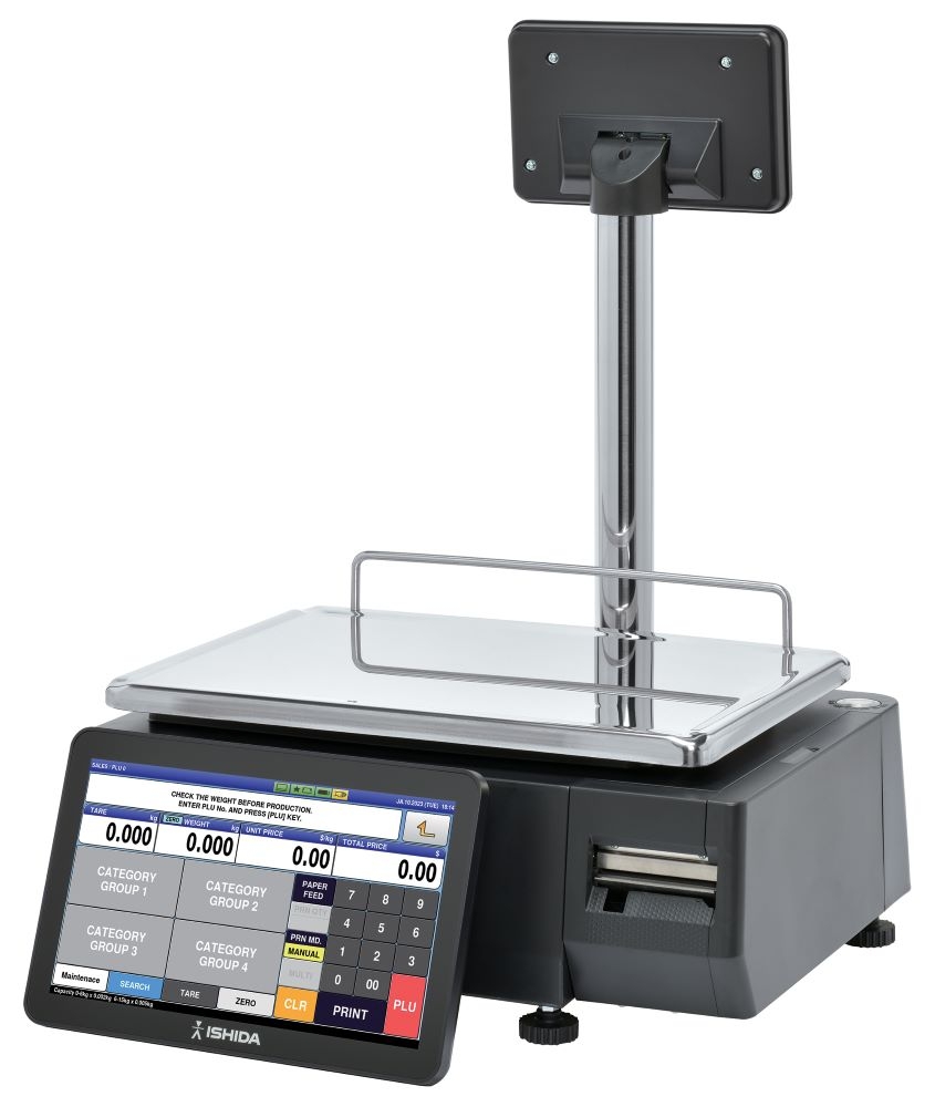 Ishida Uni-8 Pole Dual Range Price Computing Scale with Printer and Color Touchscreen, 30 lb x 0.01 lb, NTEP approved